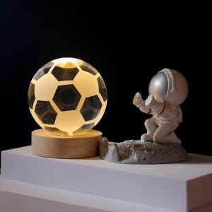 3D Crystal Ball Night Lamp – Football (Multiple Color Base)