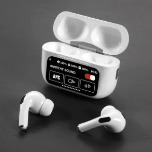 A9 Pro ANC Earbuds Touch Screen Display (White)