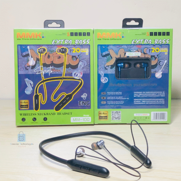 MM100 Neckband (Black & Blue) - Image 4