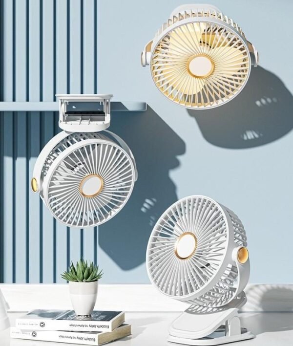 Mini PowerFan ZL696 – USB Rechargeable | Clip, Rotate & Light